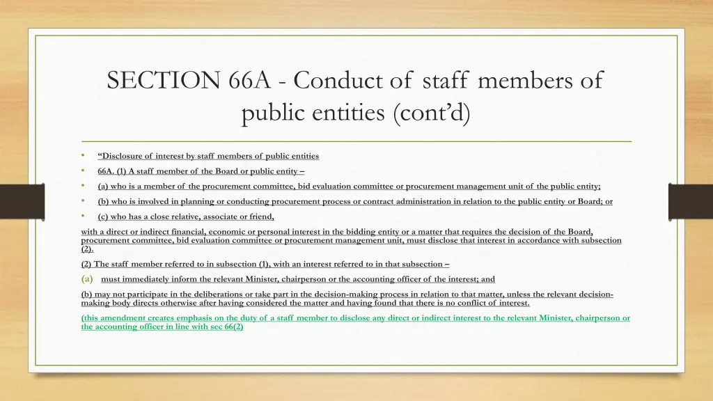 section 66a conduct of staff members of public