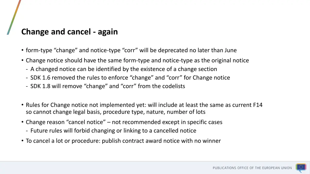 change and cancel again