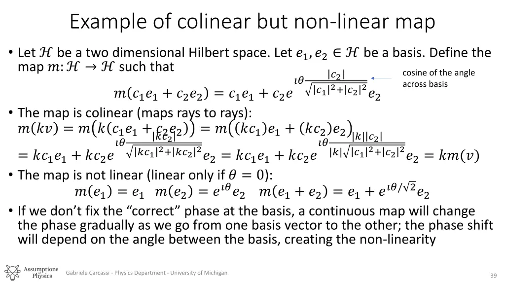 example of colinear but non linear map
