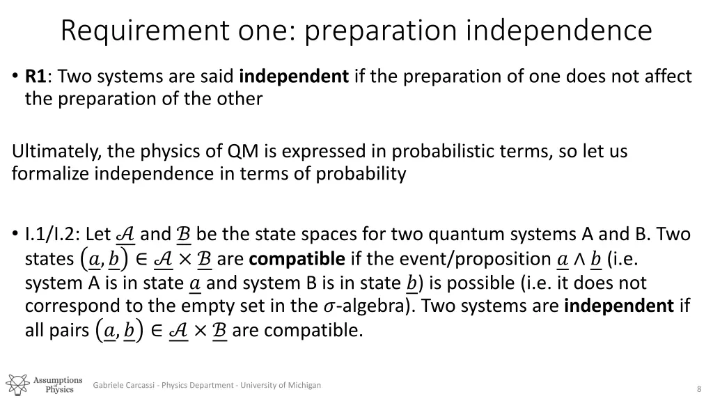 requirement one preparation independence