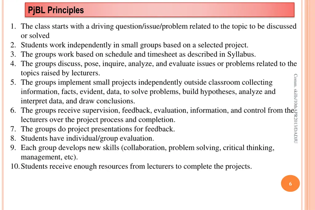 pjbl principles