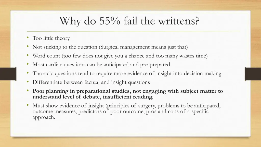 why do 55 fail the writtens