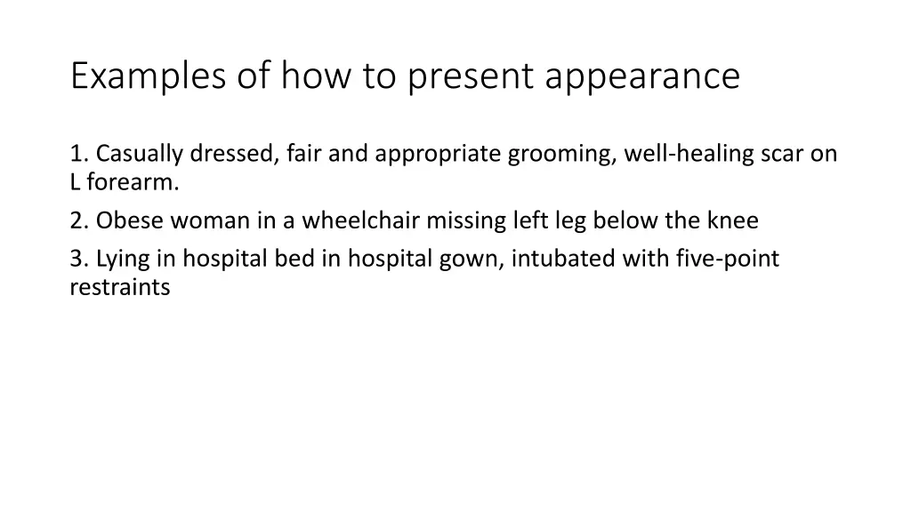 examples of how to present appearance