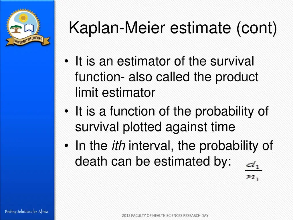 kaplan meier estimate cont
