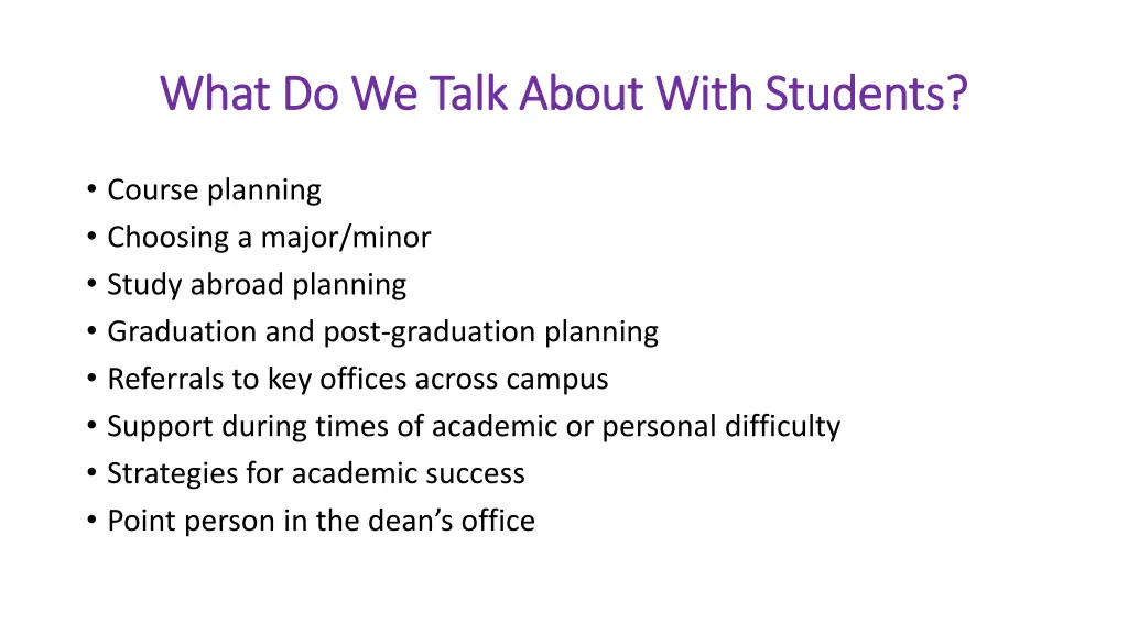 what do we talk about with students what