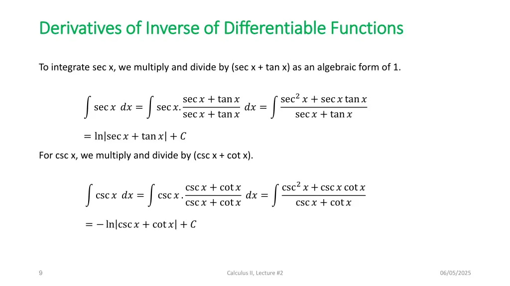derivatives of inverse of differentiable