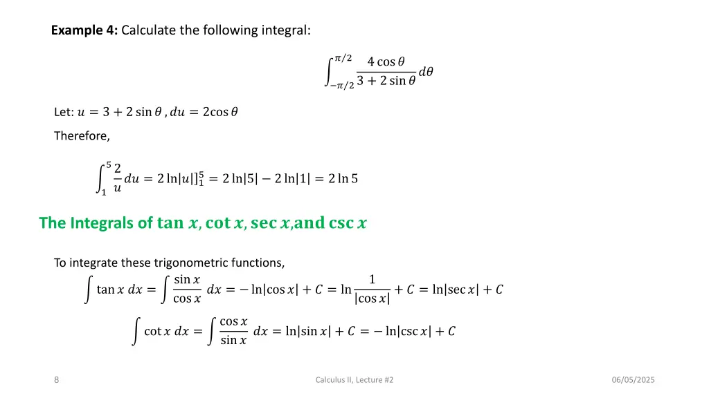 example 4 calculate the following integral
