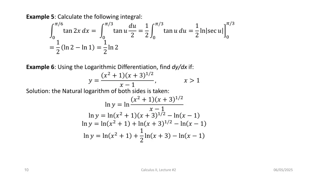 example 5 calculate the following integral 6 tan2