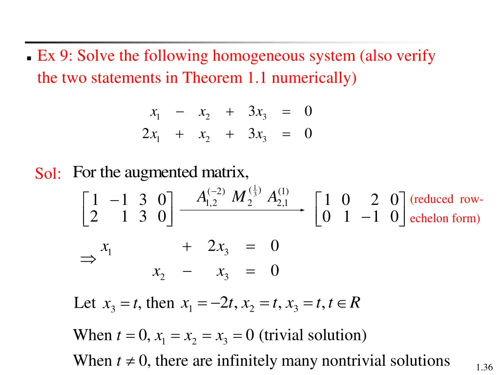ex 9 solve the following homogeneous system also