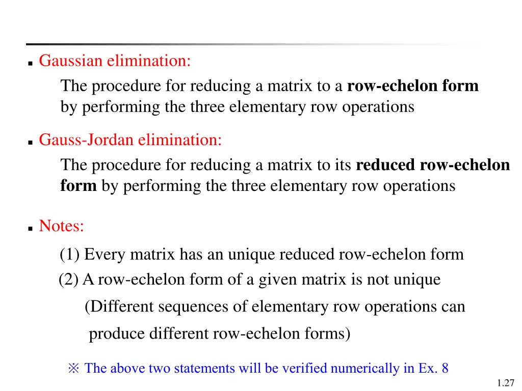 gaussian elimination the procedure for reducing