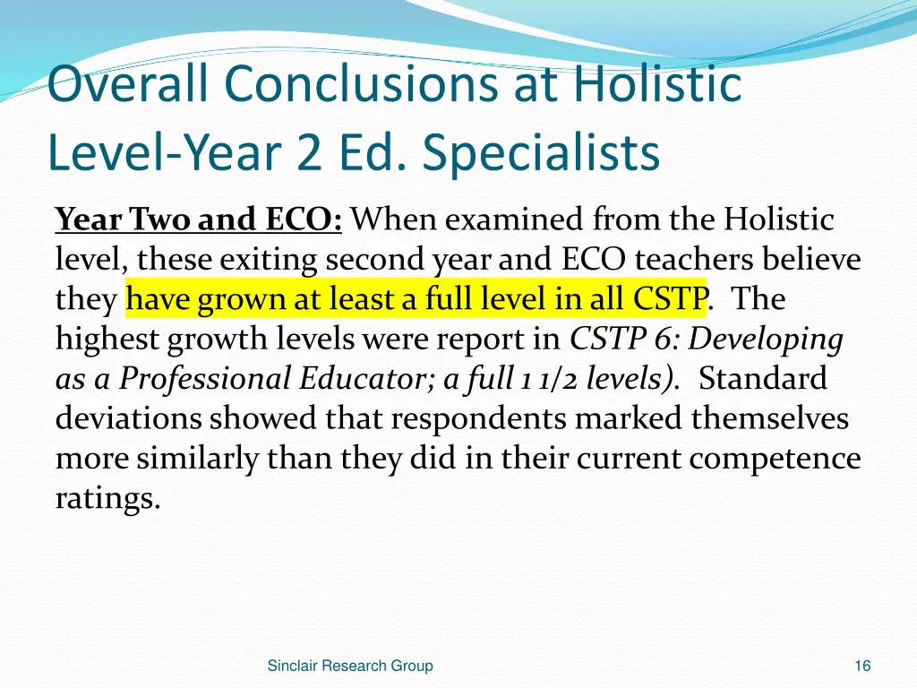 overall conclusions at holistic level year