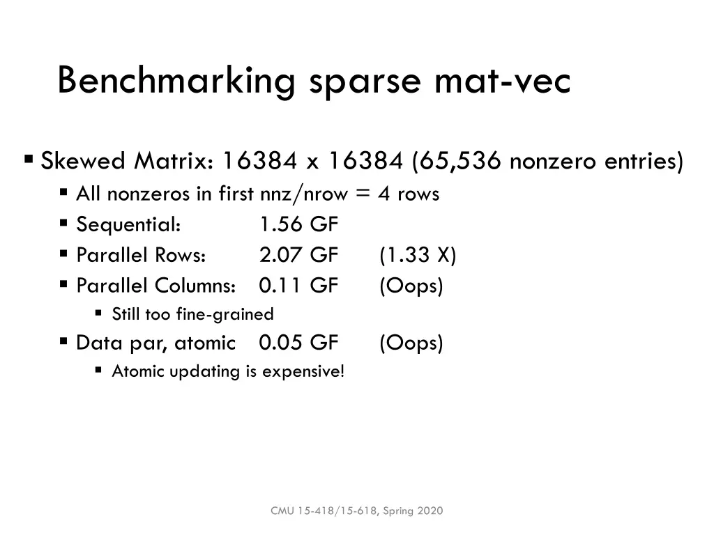 benchmarking sparse mat vec 2