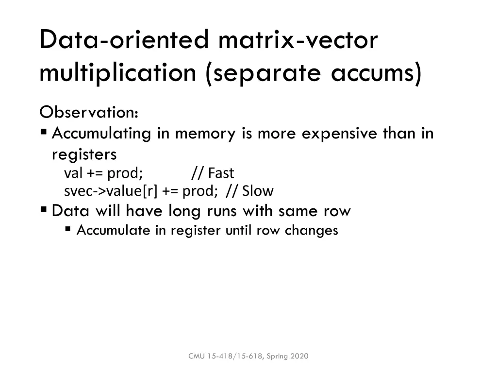 data oriented matrix vector multiplication 2