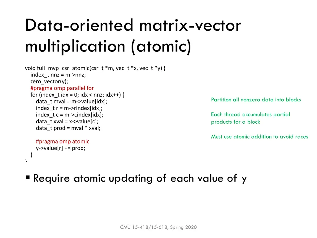 data oriented matrix vector multiplication atomic