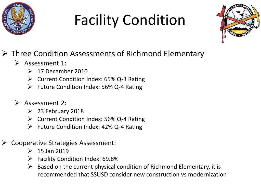 problem coa s facility condition