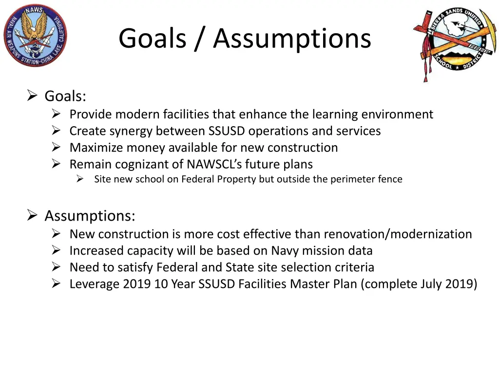 problem coa s goals assumptions