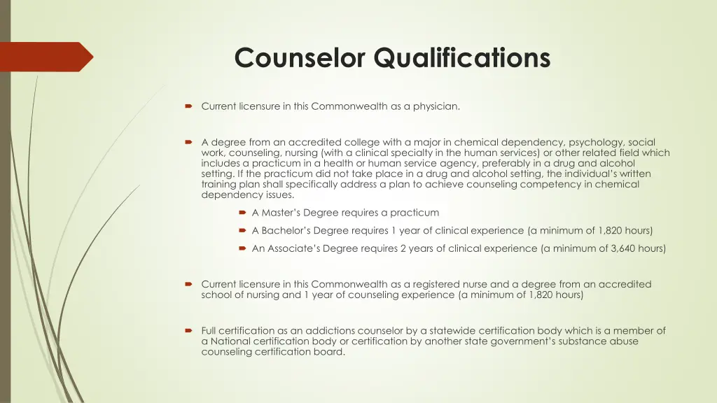 counselor qualifications