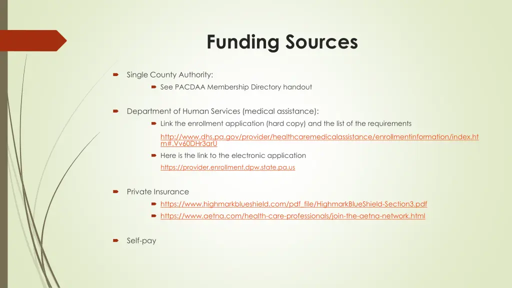 funding sources