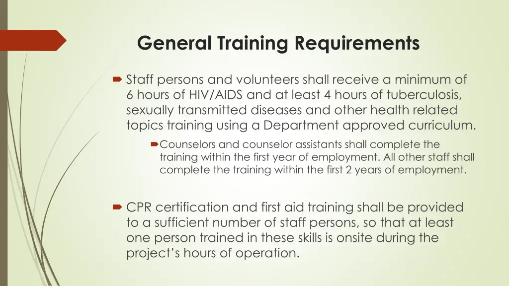 general training requirements