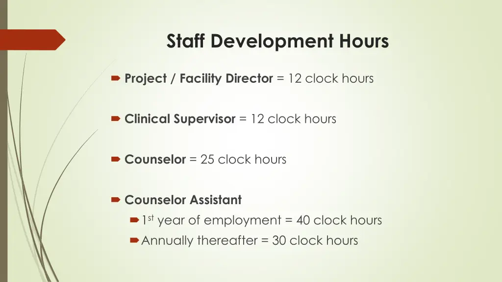 staff development hours
