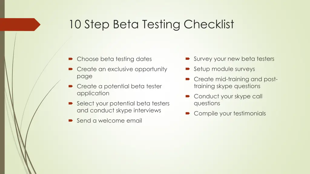10 step beta testing checklist