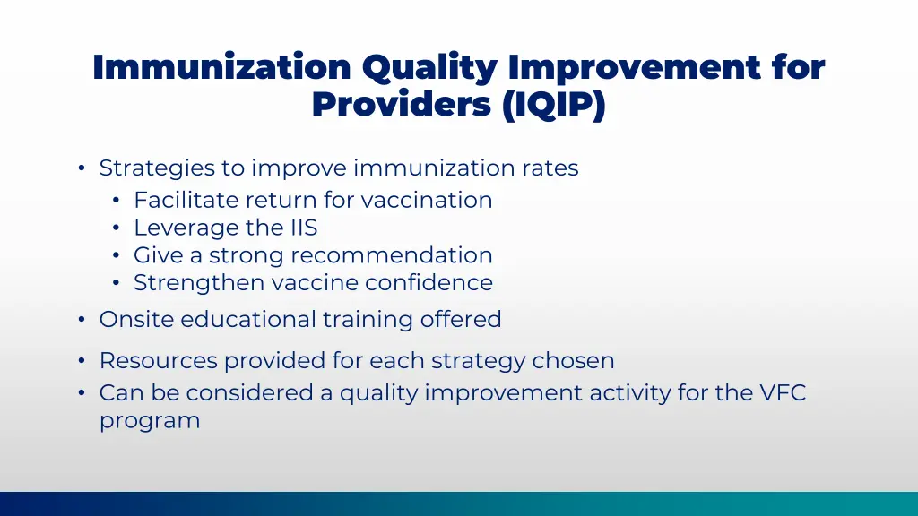 immunization quality improvement for providers