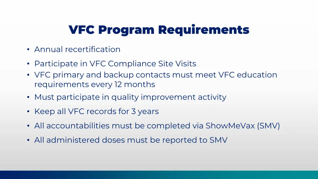 vfc program requirements