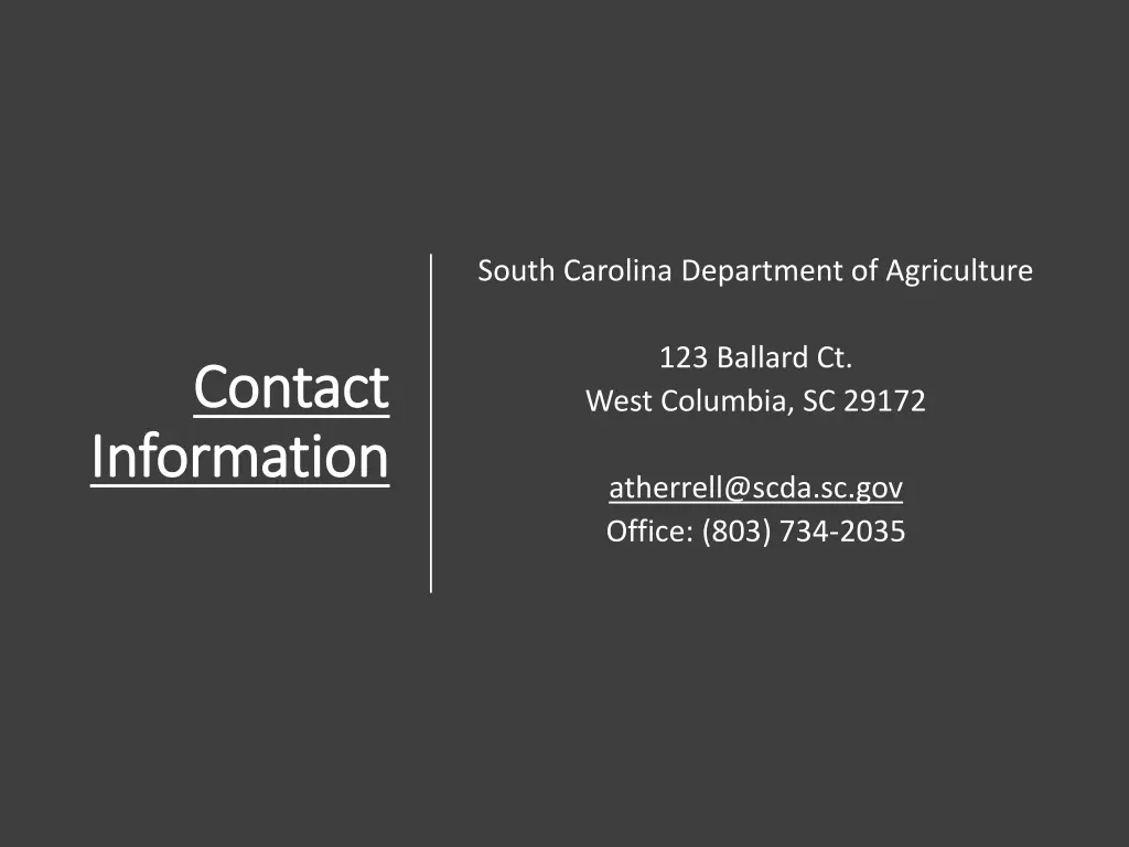 south carolina department of agriculture