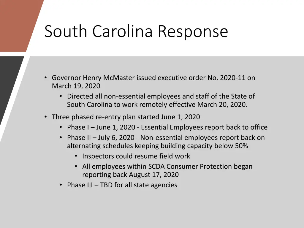 south carolina response