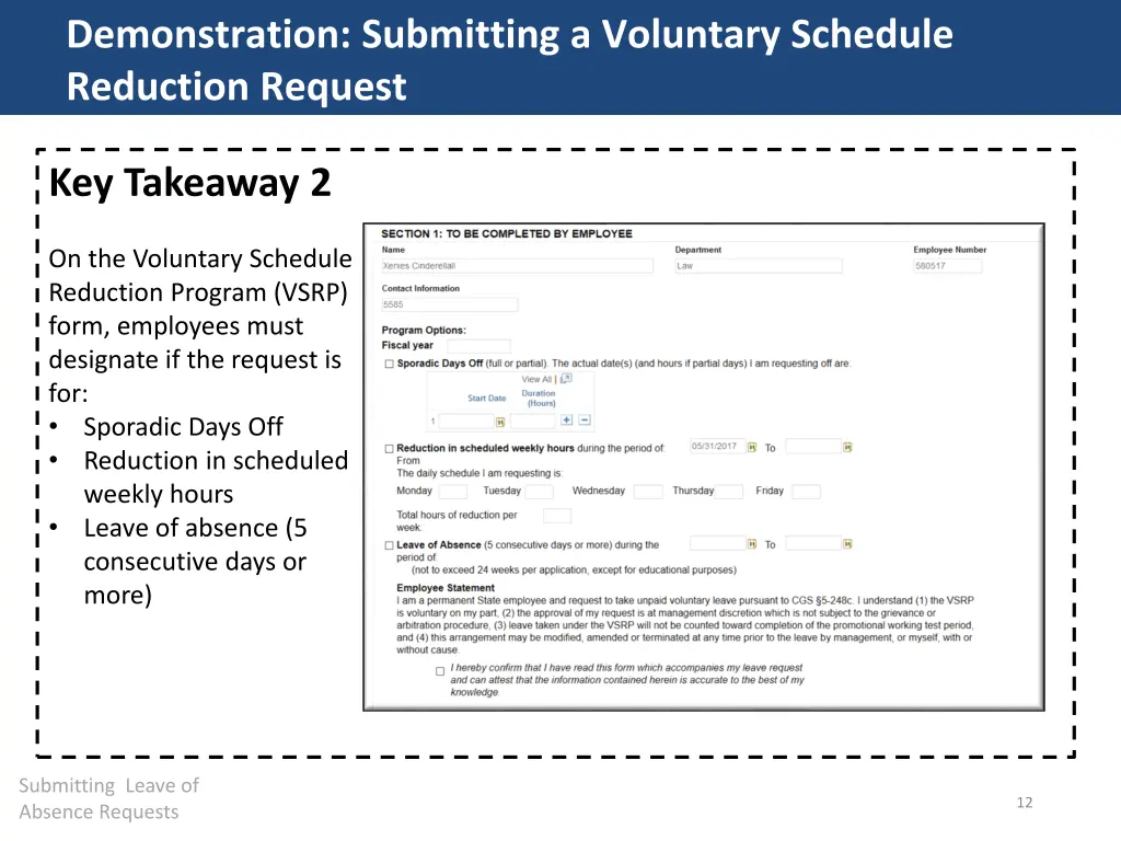 demonstration submitting a voluntary schedule 2