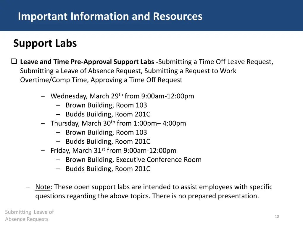 important information and resources