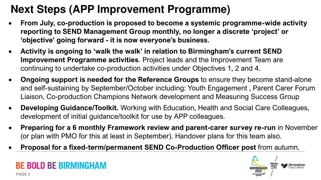 next steps app improvement programme from july