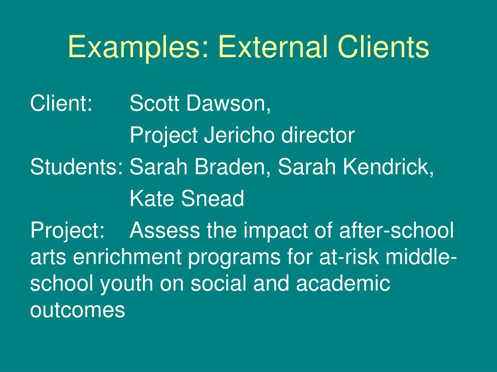 examples external clients