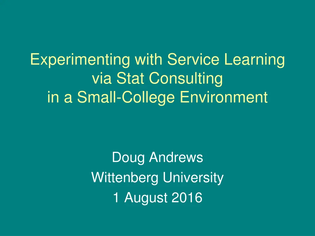 experimenting with service learning via stat