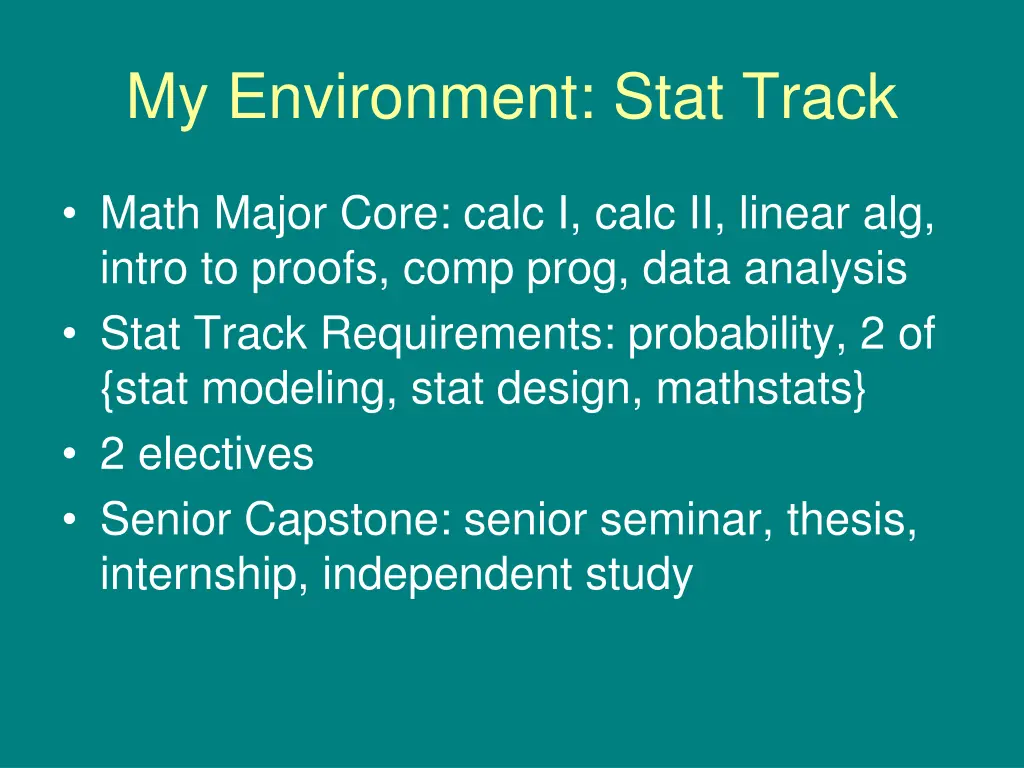 my environment stat track