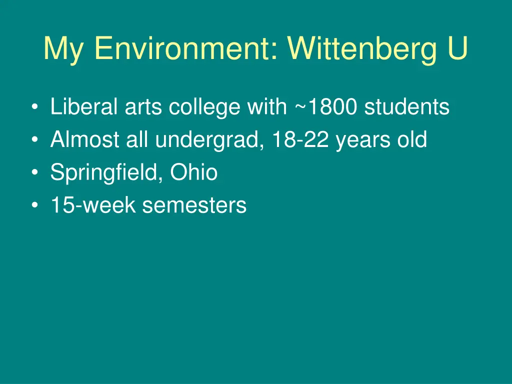 my environment wittenberg u