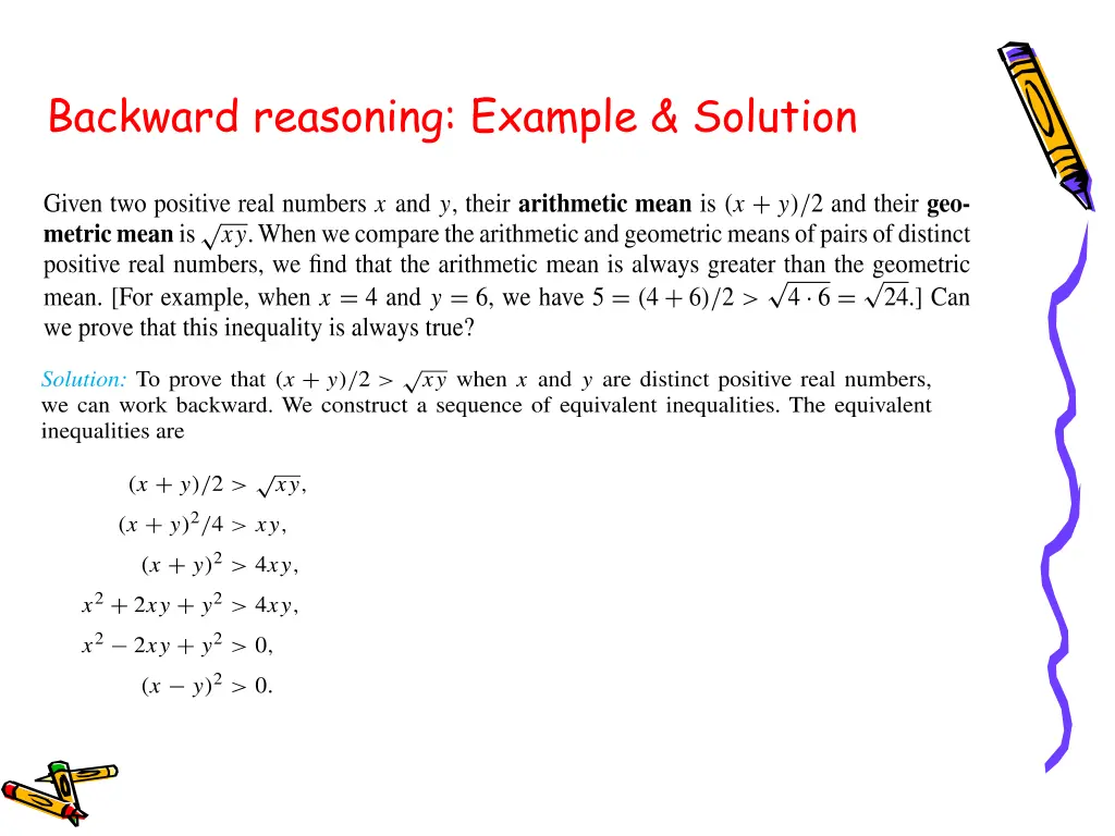 backward reasoning example solution