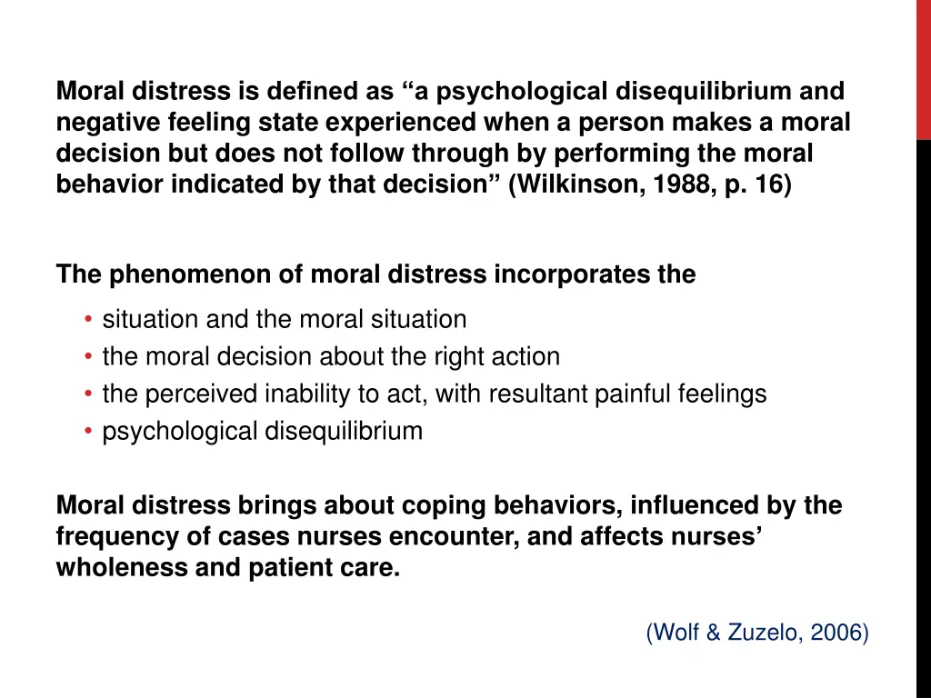 moral distress is defined as a psychological