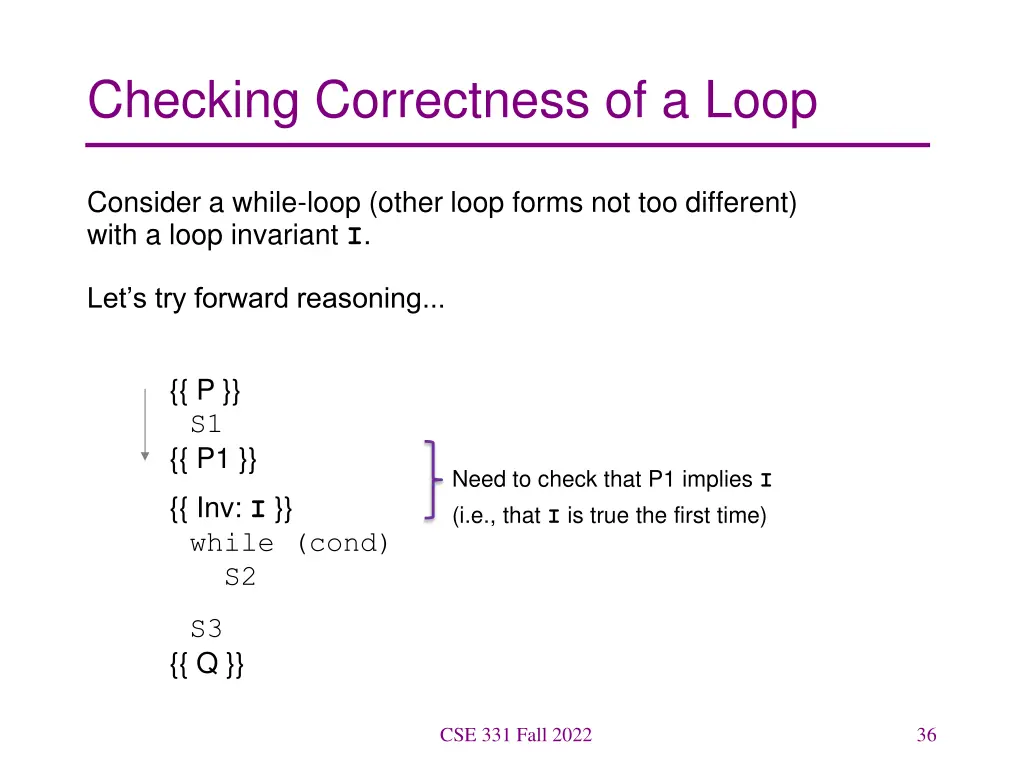 checking correctness of a loop 1