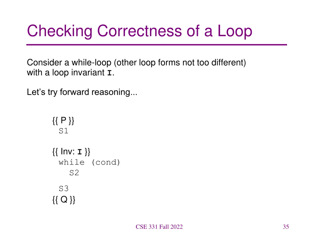 checking correctness of a loop