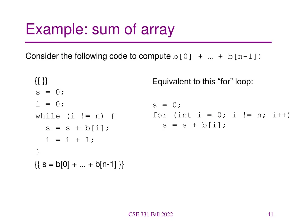 example sum of array
