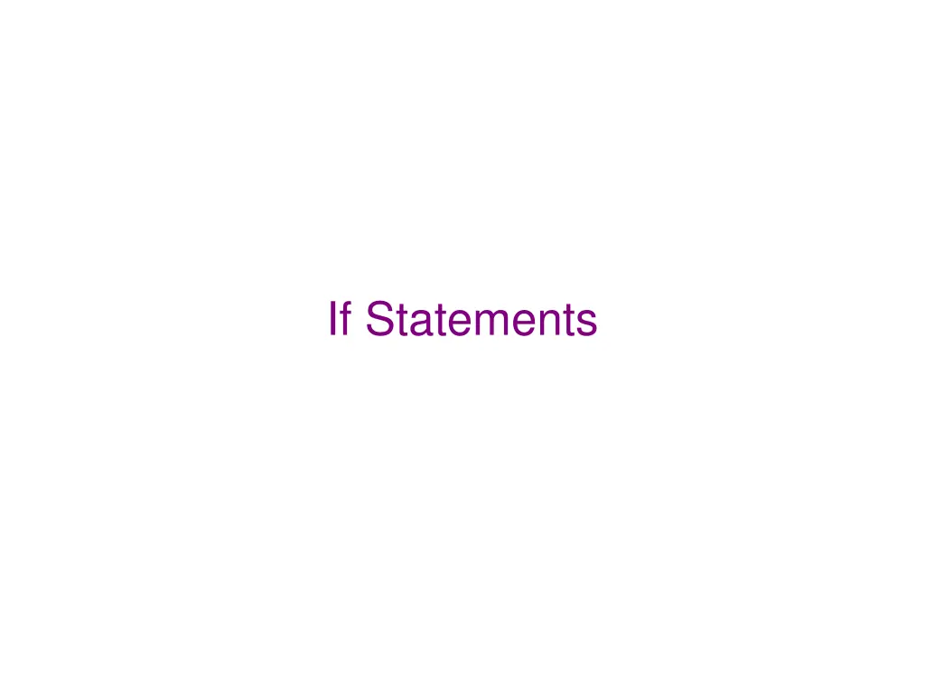 if statements