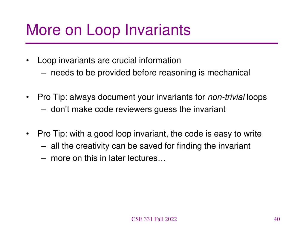more on loop invariants