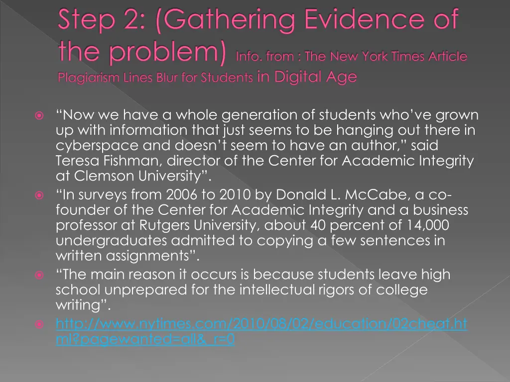 step 2 gathering evidence of the problem info