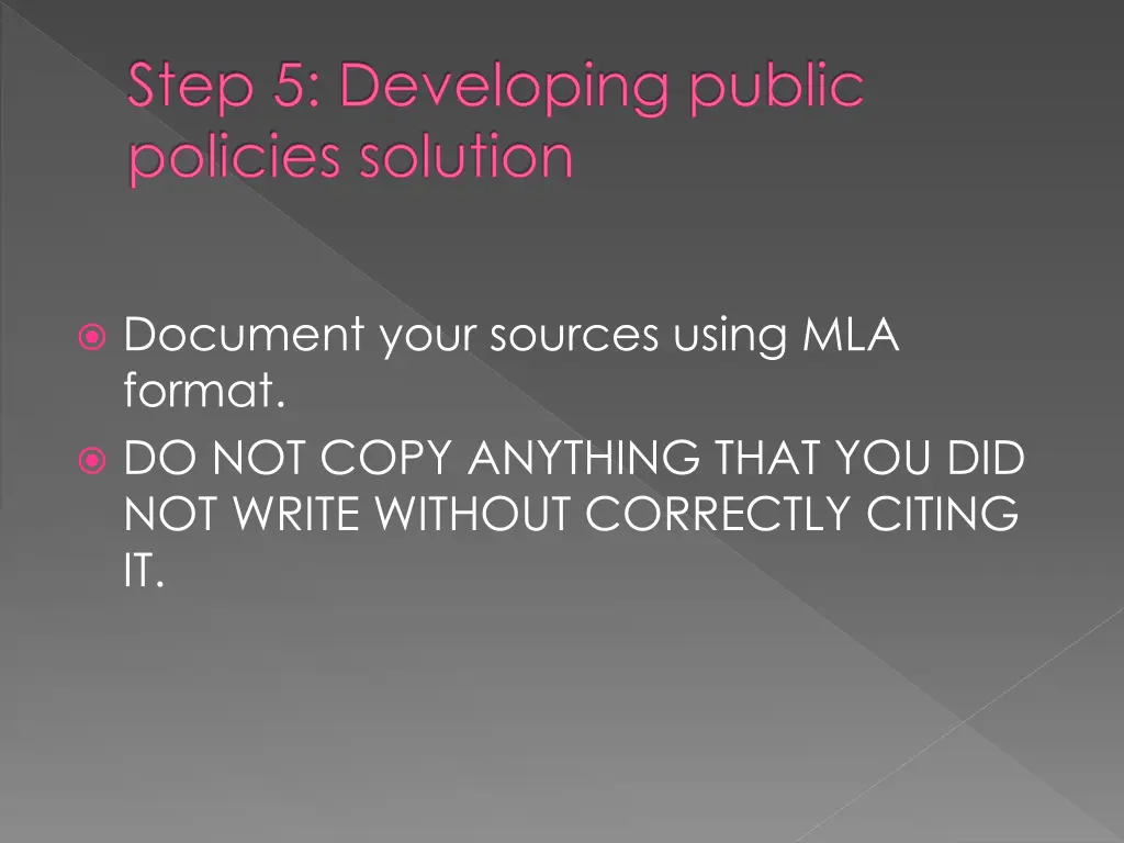 step 5 developing public policies solution