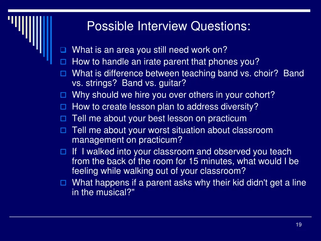 possible interview questions 1