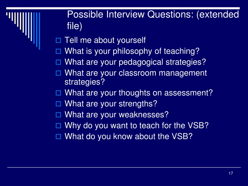 possible interview questions extended file