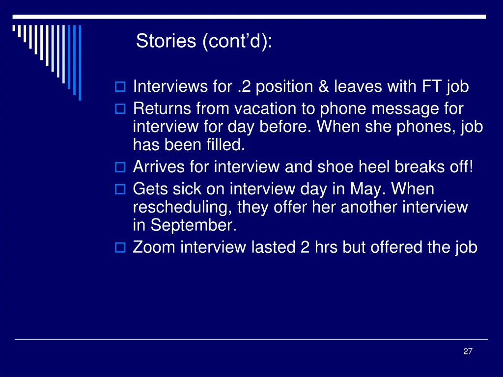 stories cont d