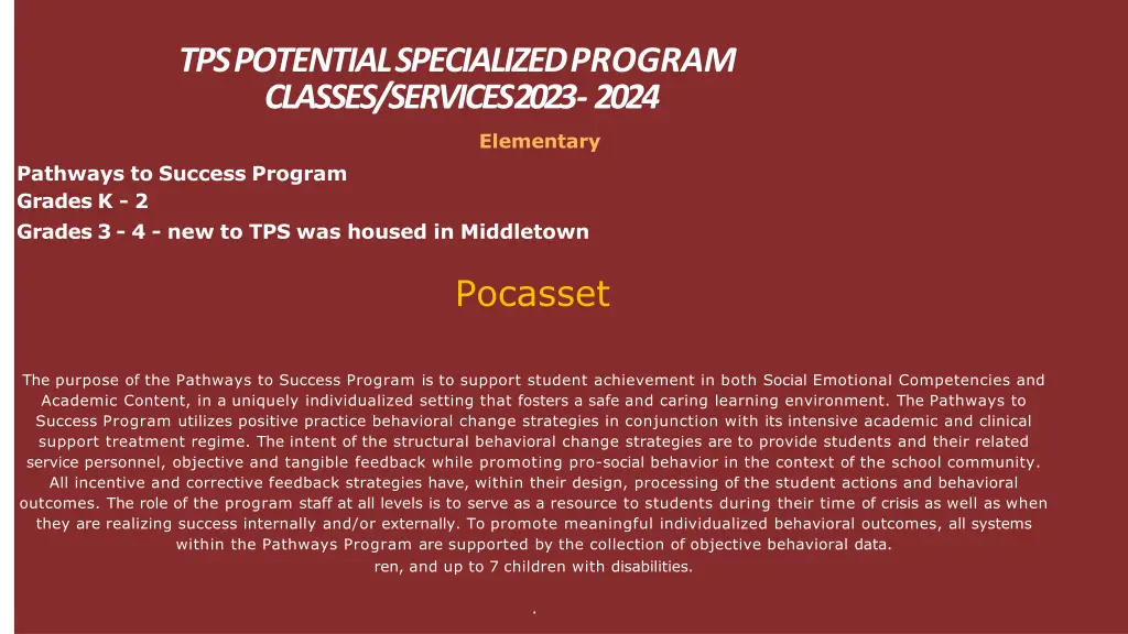 tps potential specialized program classes 2
