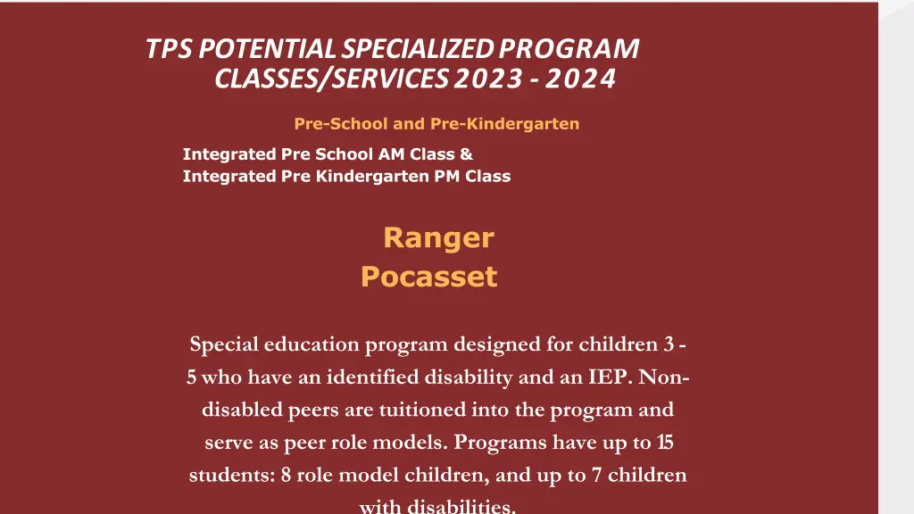 tps potential specialized program classes
